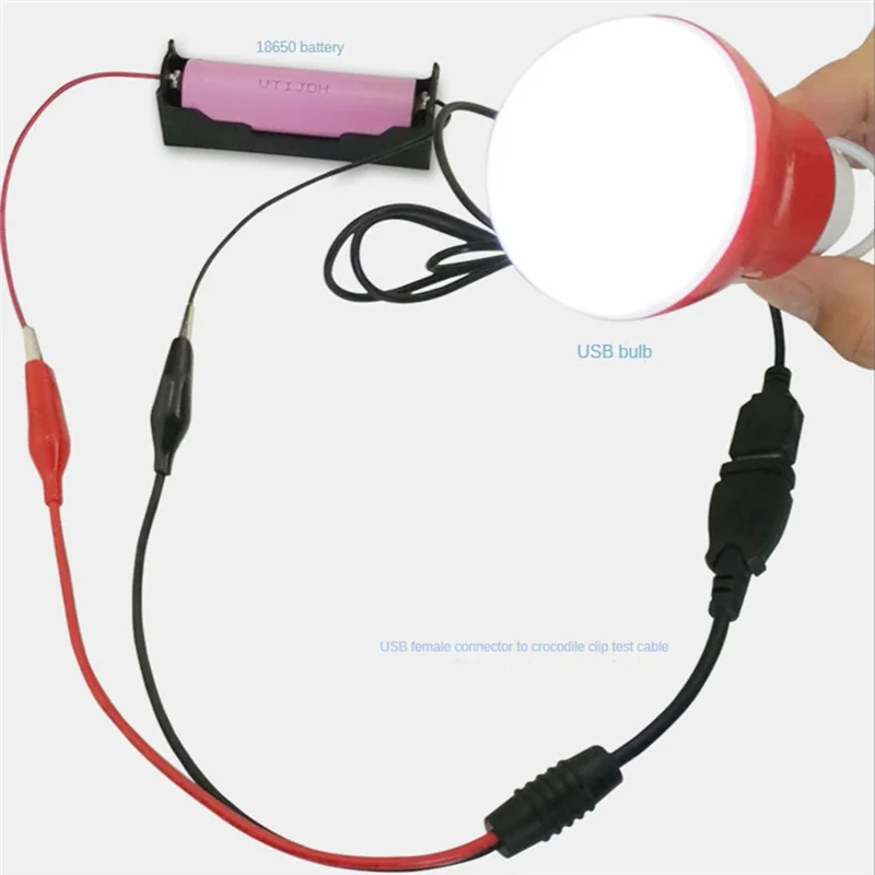 AC56-2Pcs USB Alligator Clips Crocodile Wire Male/Female To USB Tester  DC Voltage Meter Ammeter Capacity Power Meter