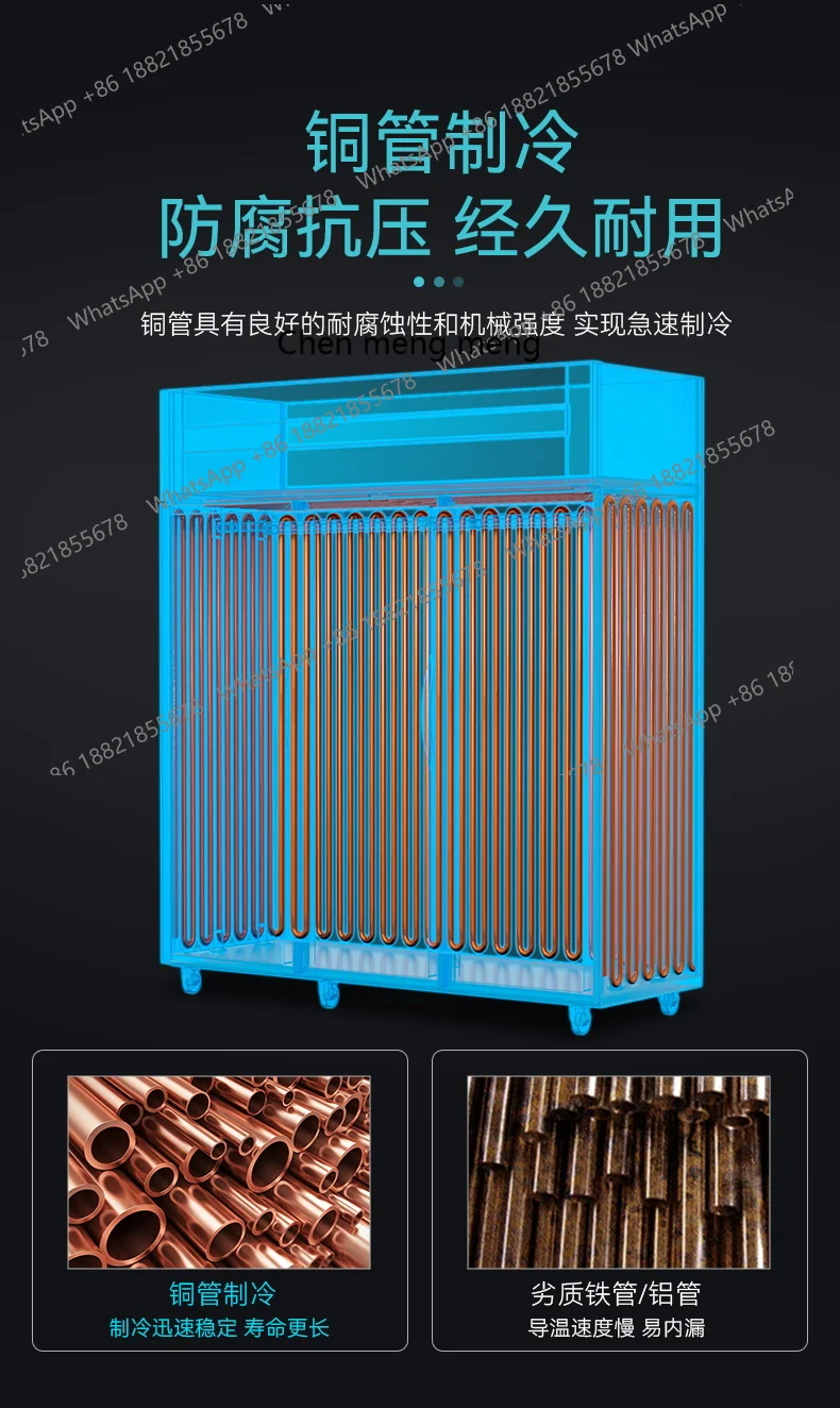 Hangende vleeskast Commerciële varkensrundvlees en schapenvlees zure ontlading ijs verse verticale gekoelde vitrinekast