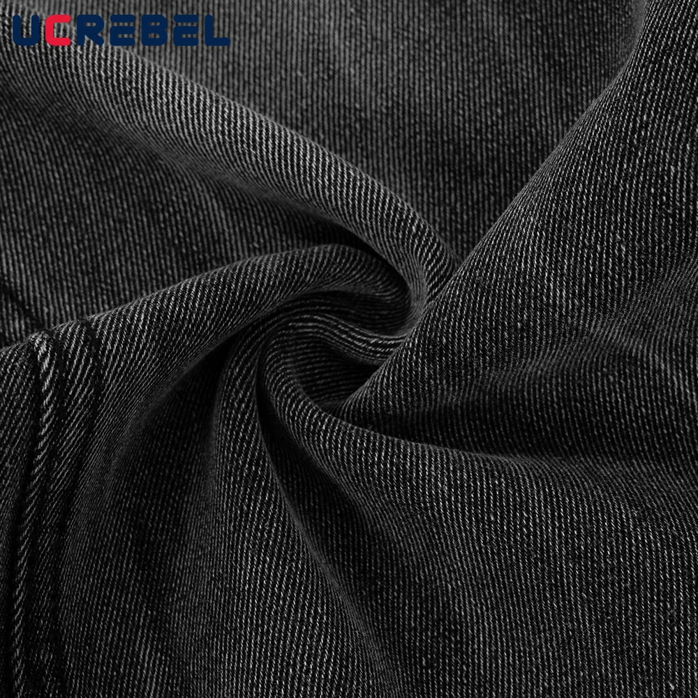 Lightning Texture Washed Distressed Jeans Heren Retro High Street Pocket Loose Denim Flare Broek Heren