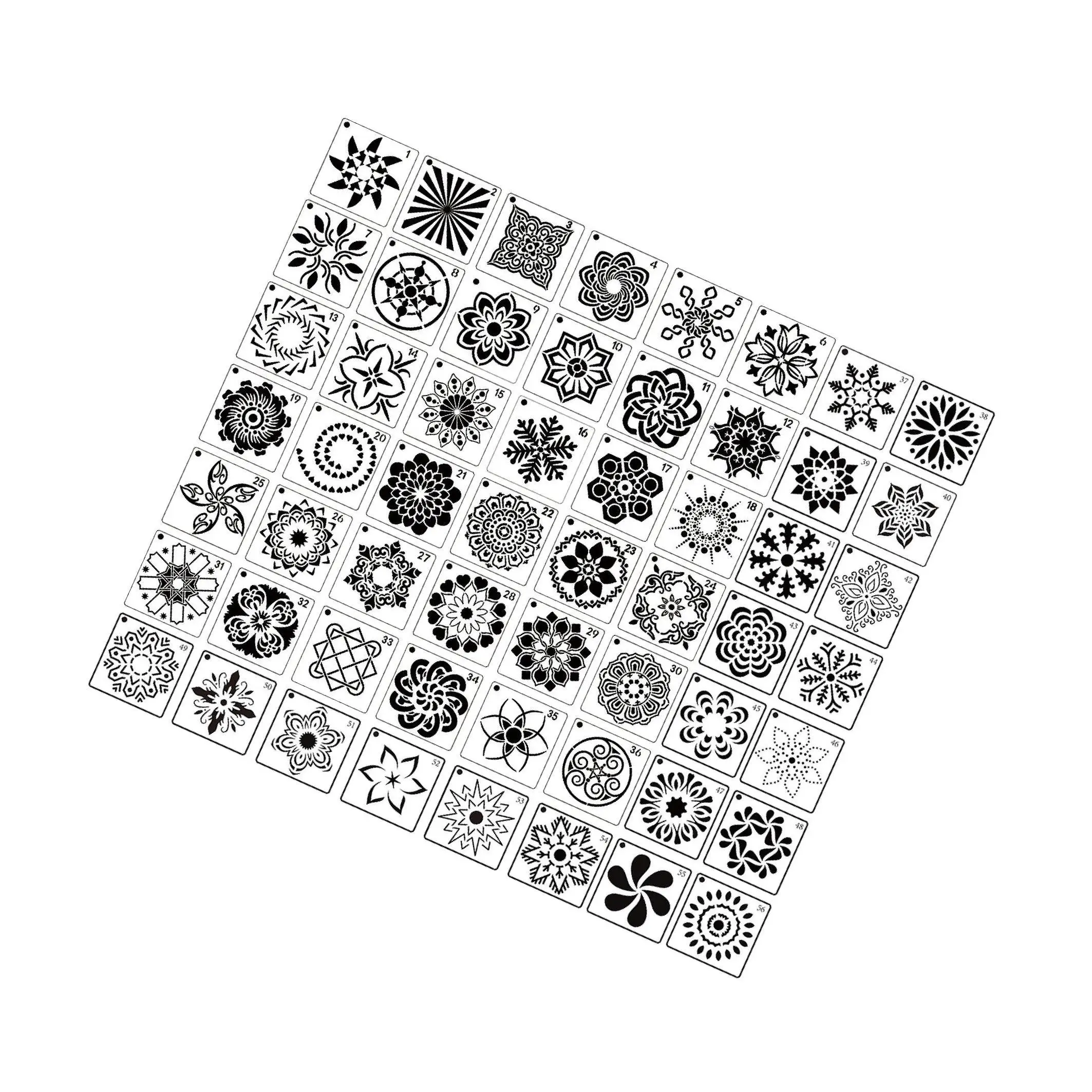 

56x Mandala Stencils Reusable Painting Templates for Furniture Scrapbook