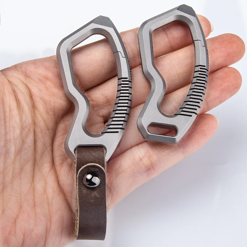 EDCTitanium Alloy Leather Waist Belt Buckle Keychain Car Pendant EDC Outdoor Tool Men Women Luxury High-end Gifts view 4