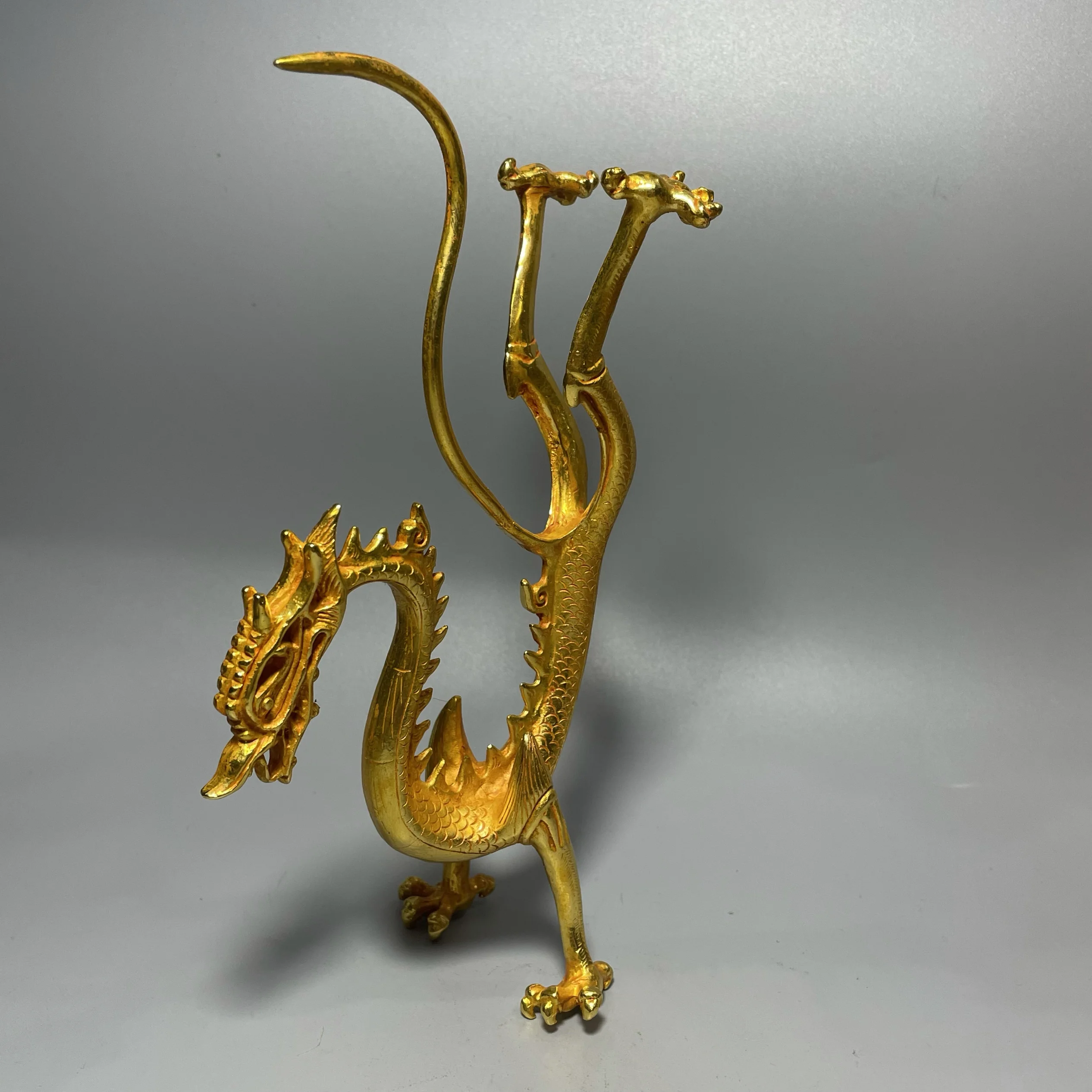 Antique gilt standing dragon flying dragon five grab golden dragon home office living room study desktop decoration zodiac drago