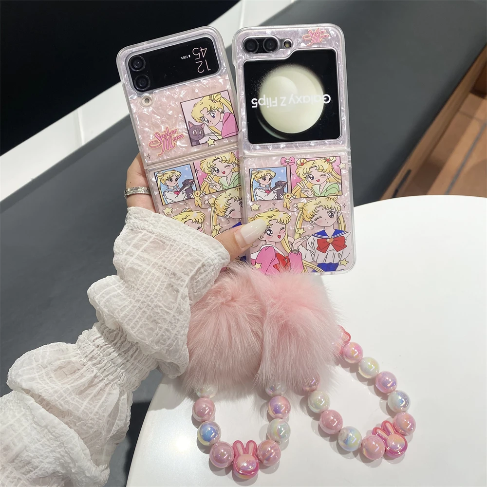 Cute Cartoon Japanese Anime Sailor Moon Phone Case For Samsung Galaxy Z Flip 7 6 5 Case Soft TPU Back Cover For Z Flip 3 4 view 5