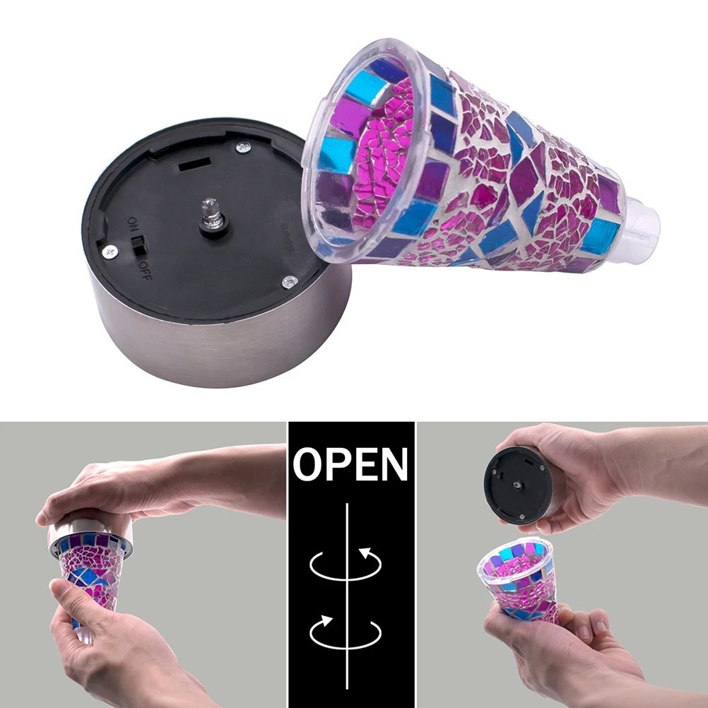 

3 pcs Solar Powered Mosaic Lamp Stainless Steel Outdoor Garden Pathway Led Light Landscape Lighting White Light (Purple)