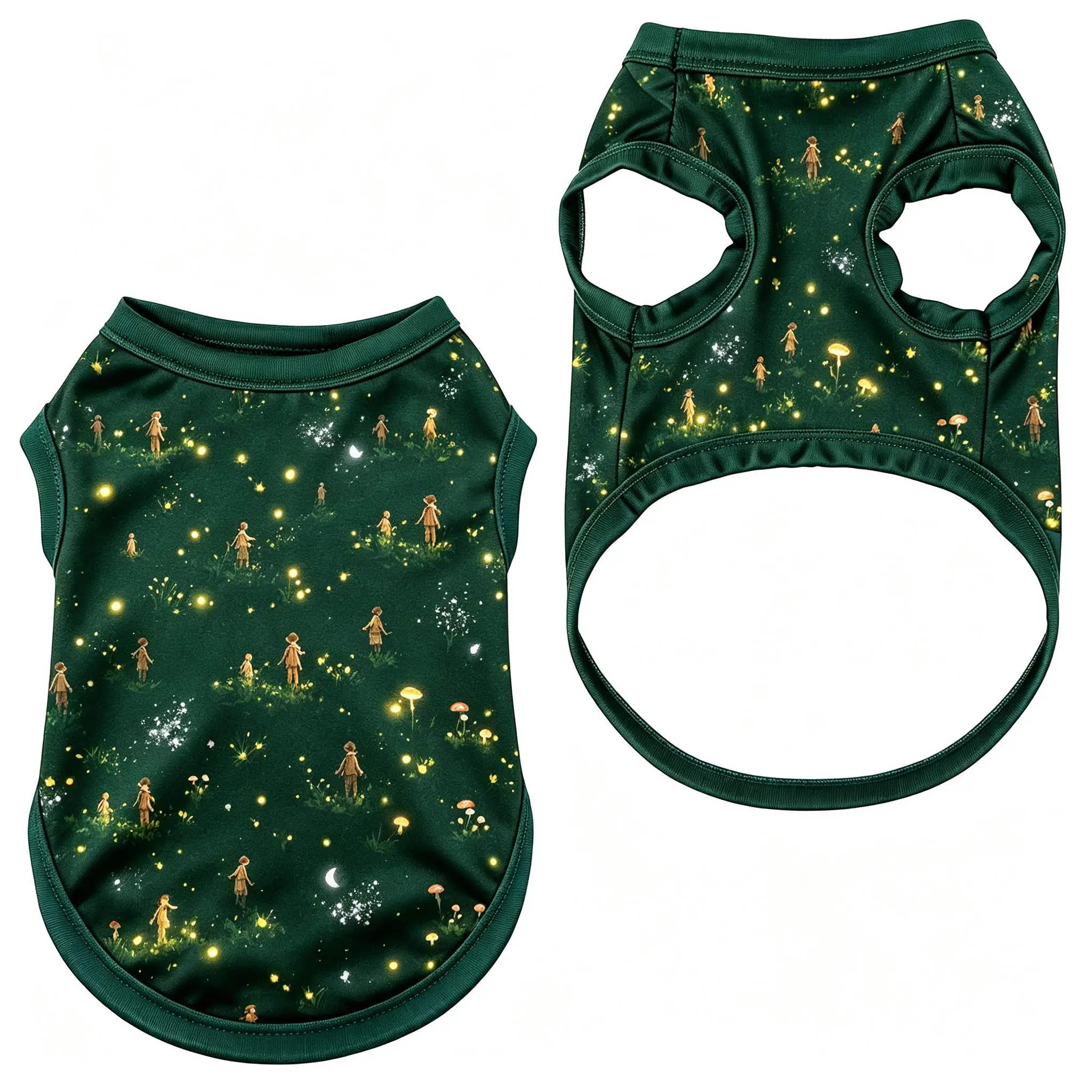 Pet Dog Vest Navy Rainy Night Umbrella Print Sleeveless Shirt for Small Medium Dogs Artistic City Theme Daily Wear