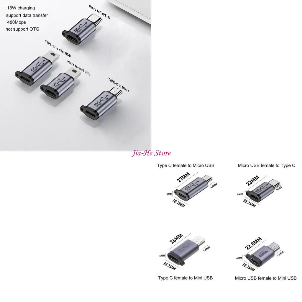 Adattatore USB da USB a Micro USB Type-C Femmina a Micro USB Converter Connector 83CF