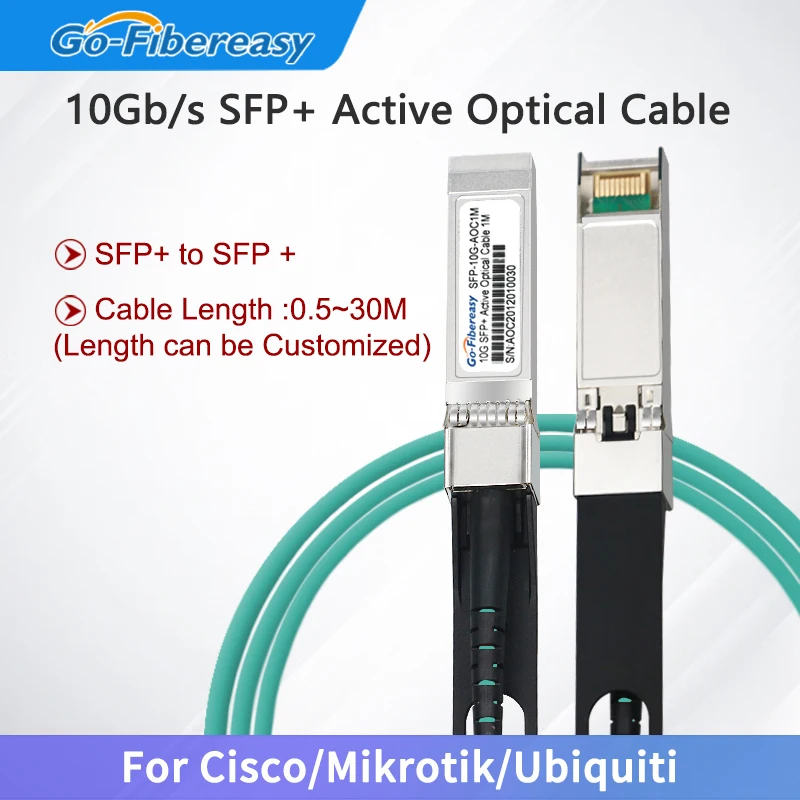 

SFP Fiber Cable 10G SFP+ AOC Cable OM3 1m,2m,3m,5m...50M Active Optical Cable Compatible Cisco,HW,MikroTik,Ubiquiti Fiber Switch