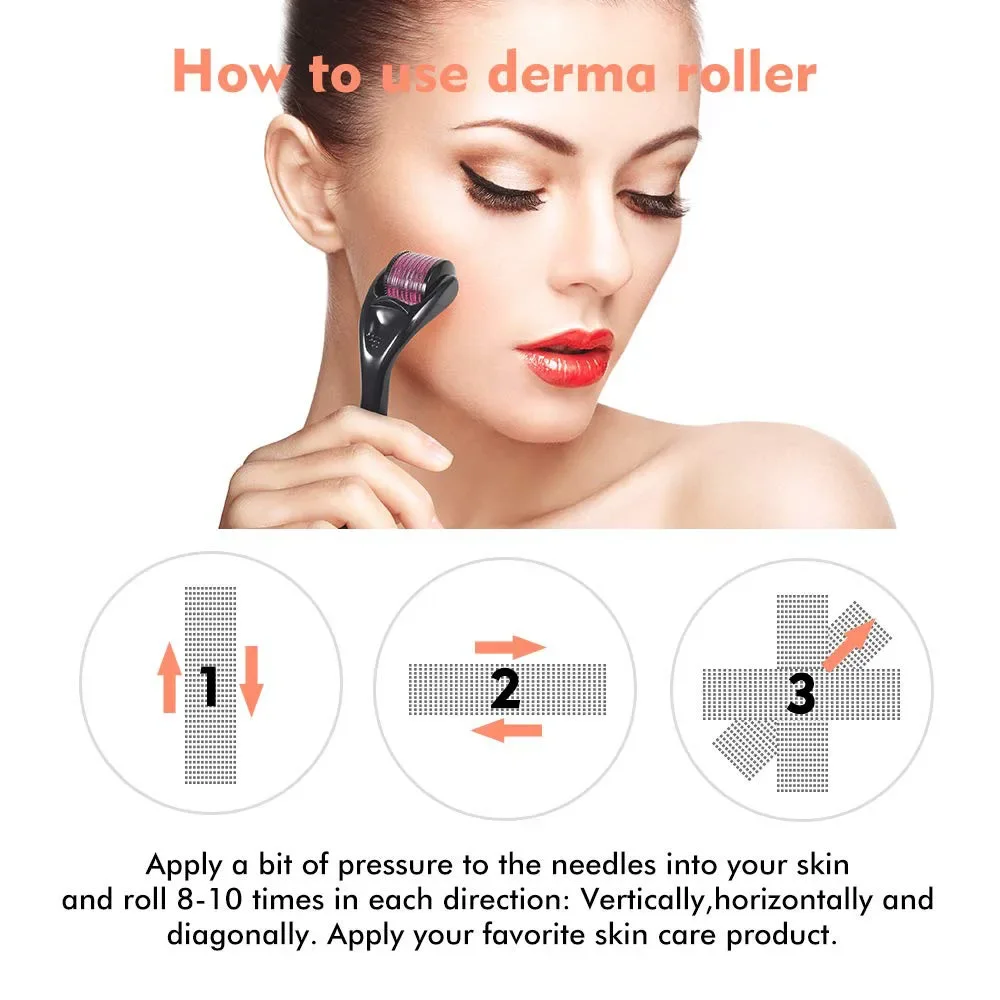 Derma Roller 540 Pins Medical Grade Skin Care Microneedling Face Roller Dermaroller for Skin Rejuvenation and Hair Growth Unisex
