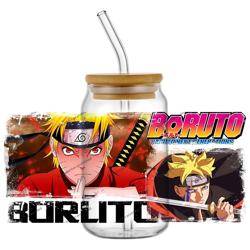 Miniso крутой аниме ниндзя мультяшный узор УФ-наклейка DTF обертывания DIY для стеклянной чашки телефона 16 унций водонепроницаемые наклейки наклейка на кофейную чашку