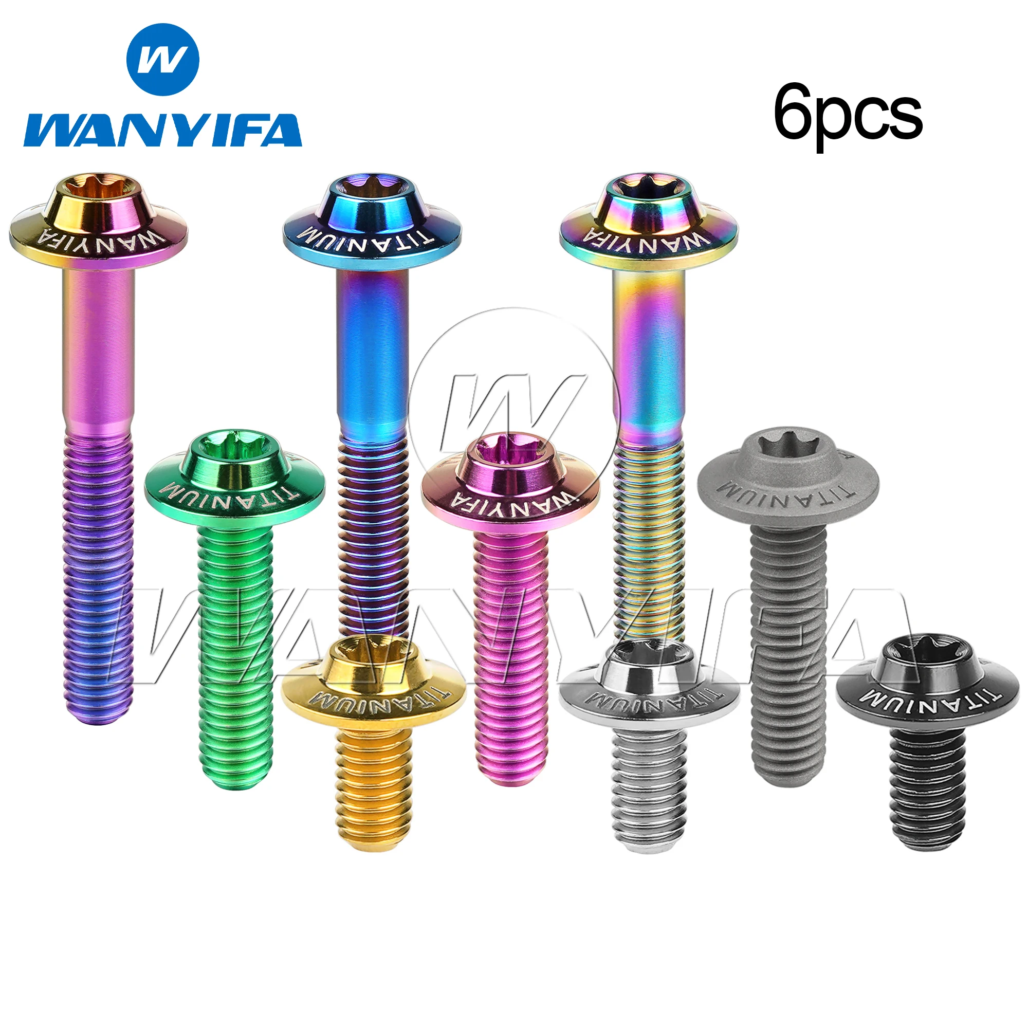 

Wanyifa 6pcs Titanium Bolts M5/M6x10 12 15 20 25 30 35mm Butterfly Umbrella Torx Screws with Logo Screws for Motorcycle Disc