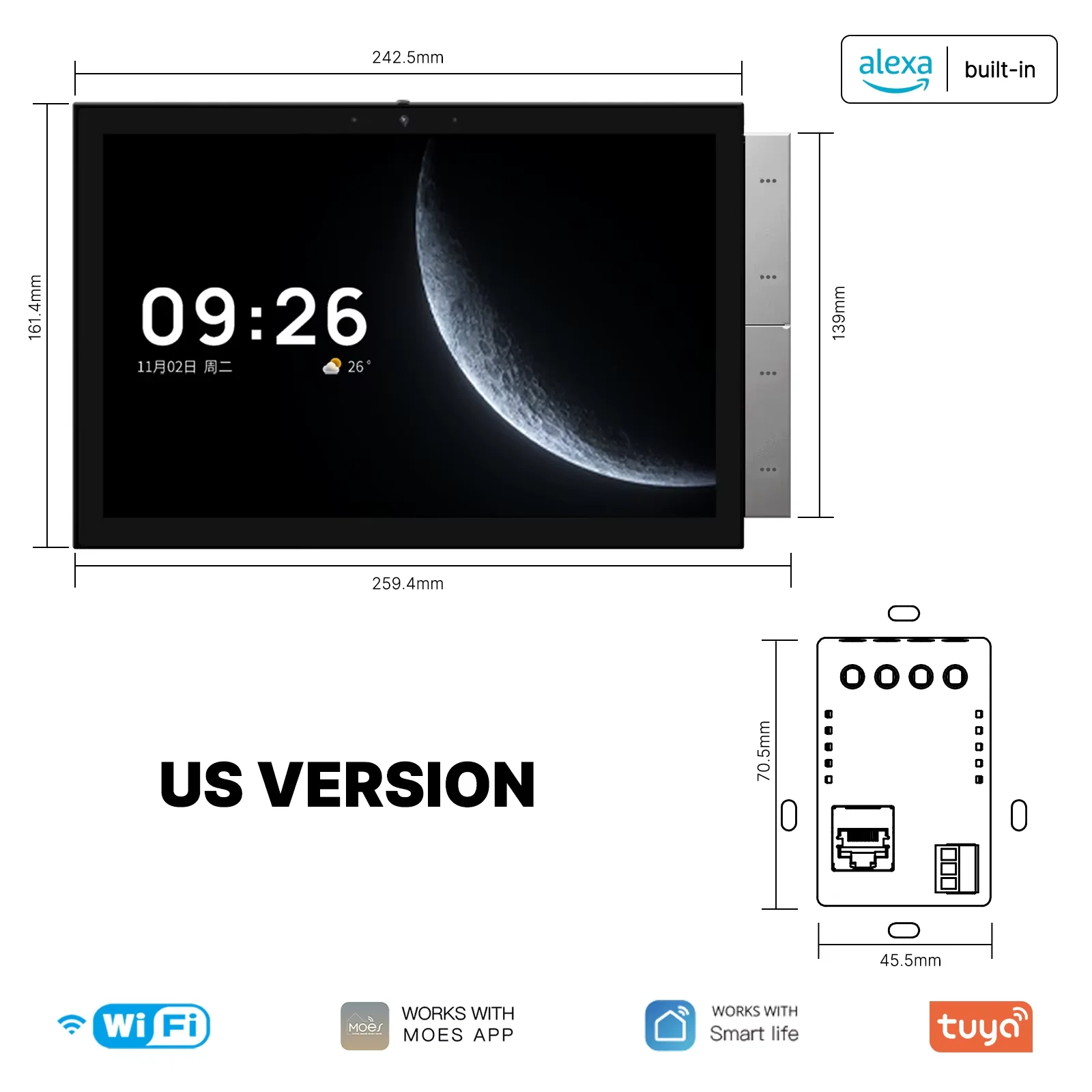 MOES Tuya Smart Home-bedieningspaneel Max 10,1 inch touchscreen met Bluetooth Zigbee Gateway Ingebouwde gebouwintercom Compatibel - afbeelding 1