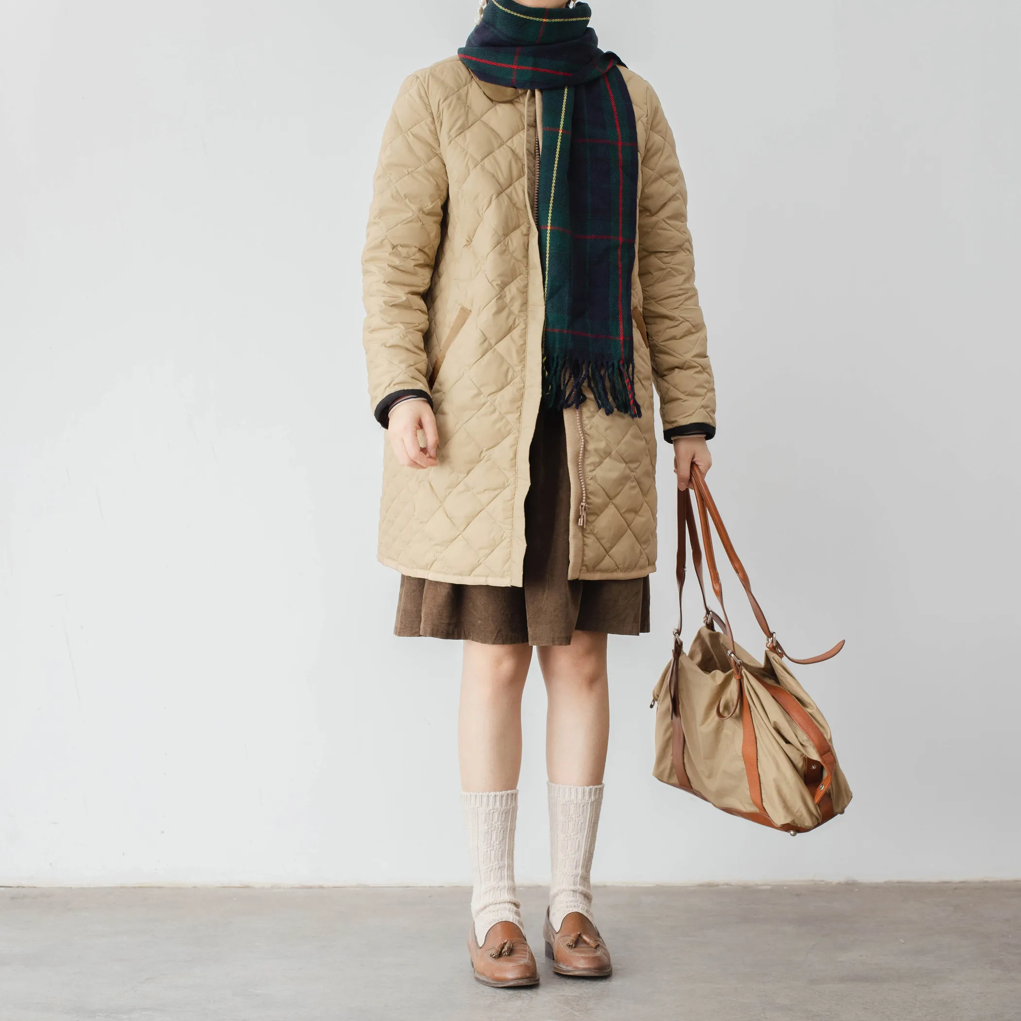 

Light down Jaet Coat Stitching Crt Diamond Pattern Retro Briti Gentleman School Sle Tee Liang Yang Hua round Ne Z...