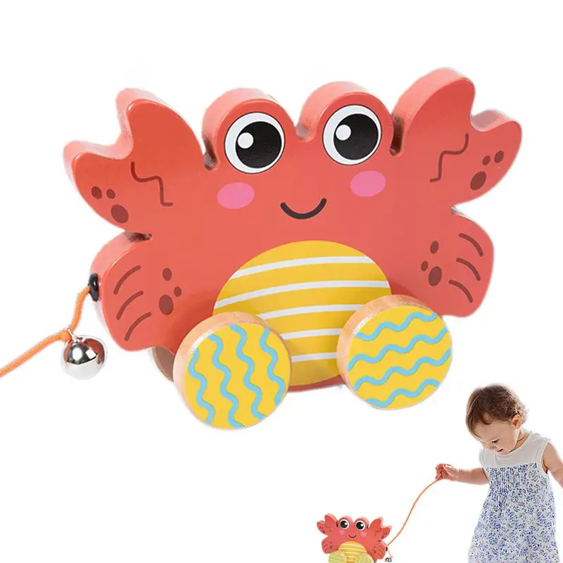 Pull Along Walking Toys Pull Along Toddler Wooden Push Toy For Walking Interactive Sensory Walk Along Animal Pull Toy With