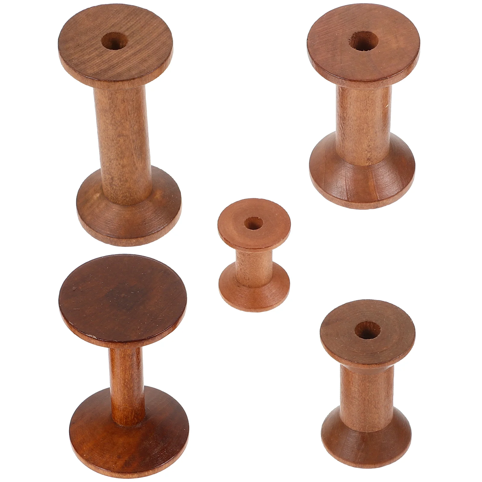 5 Pcs Spool Embroidery Weaving Bobbins Wood Yarn Holder Wooden Household Thread Rack