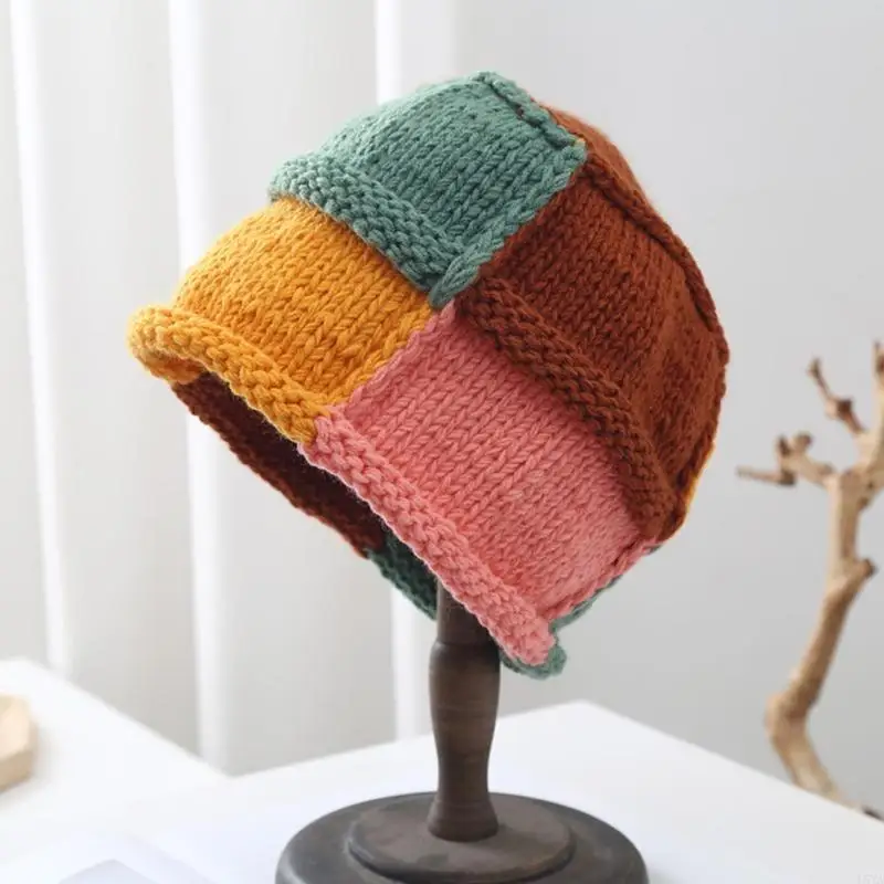 

L5YA Multifunction Knitted Hat Split Color Household Decorative Winter Outdoor Supply