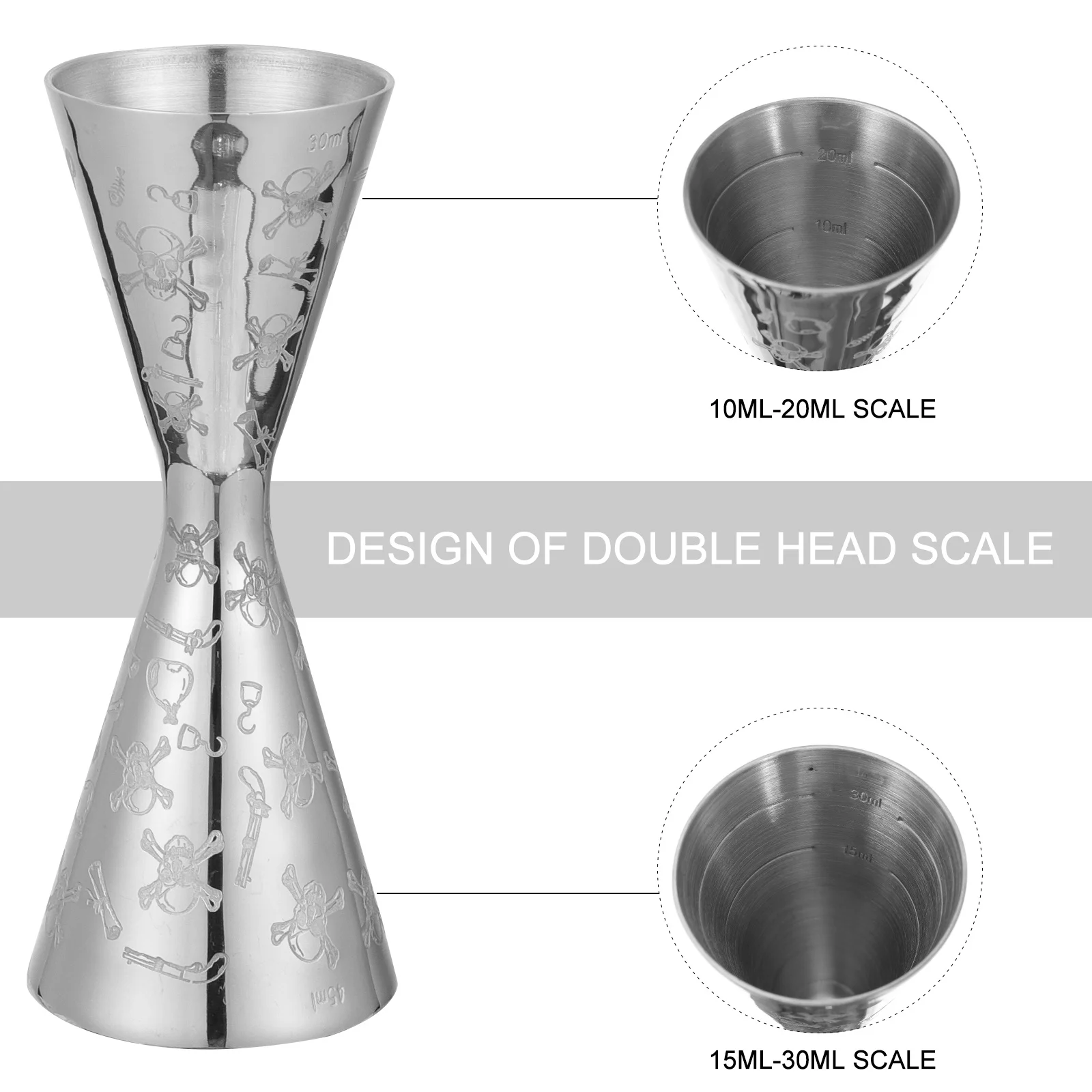 

1Pcs Stainless Steel Skull Jigger Double Head Measuring Cup 30ml 45ml Bartending Cocktail Ounce Cup Bar Accessory