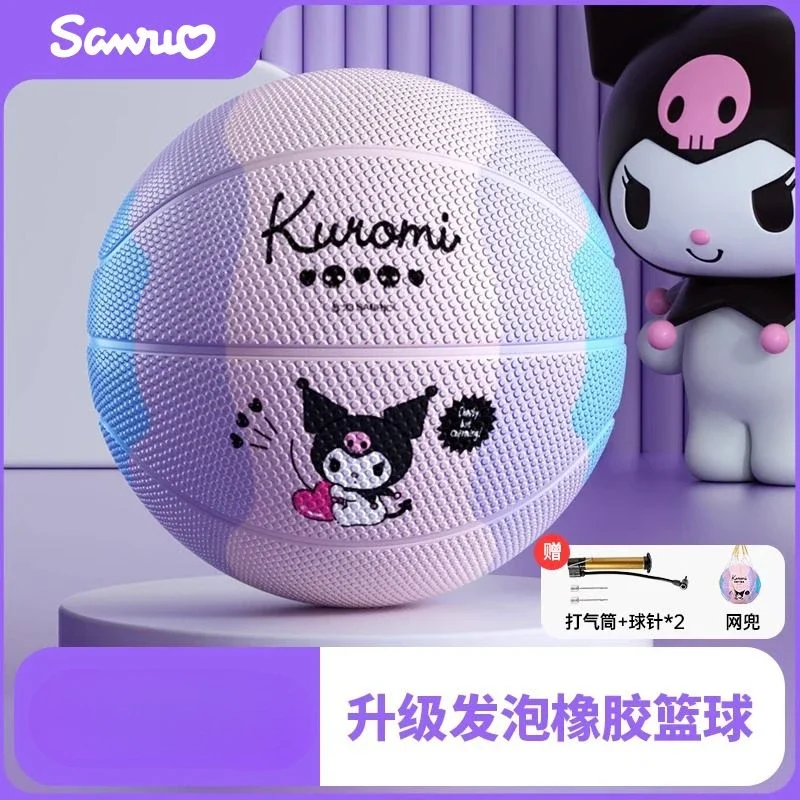 

Sanrio Cartoon Kawaii Kuromi Hello Kitty Children's Basketball No. 7 Ball Indoor PU Hygroscopic Basketball for Beginner Training