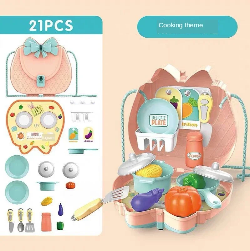 Mochila Infantil Pretend Play, Brinquedo de RPG, Doctor Kitchen Maquiagem, Caixa de Presente, Modelo de Simulação, Presentes de Natal, Decoração para Crianças