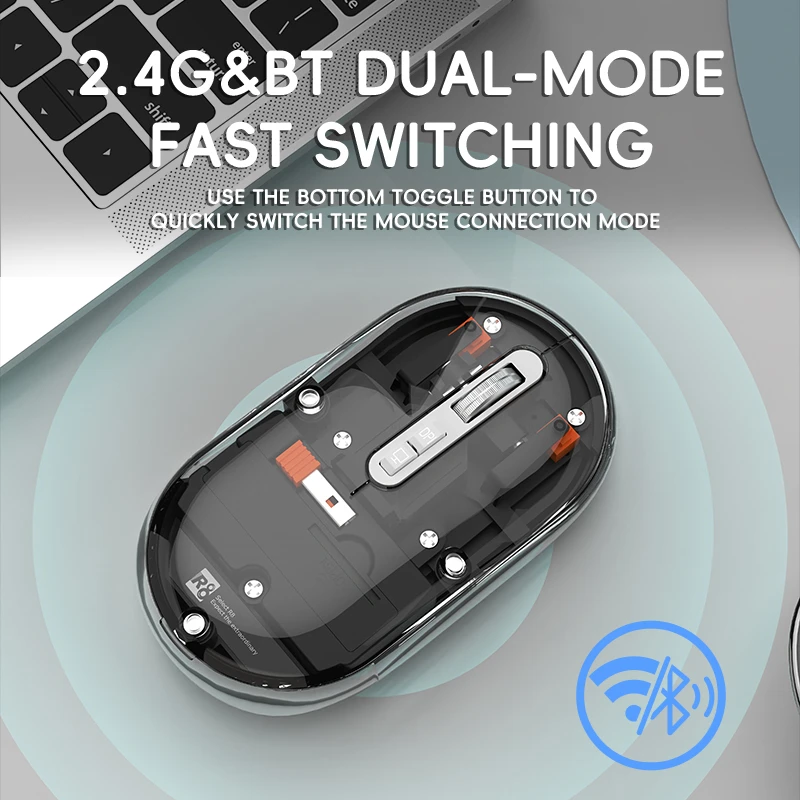 

Xiaomi R8 Прозрачная беспроводная Bluetooth двухрежимная мышь Портативная бесшумная настольная ноутбук Универсальная
