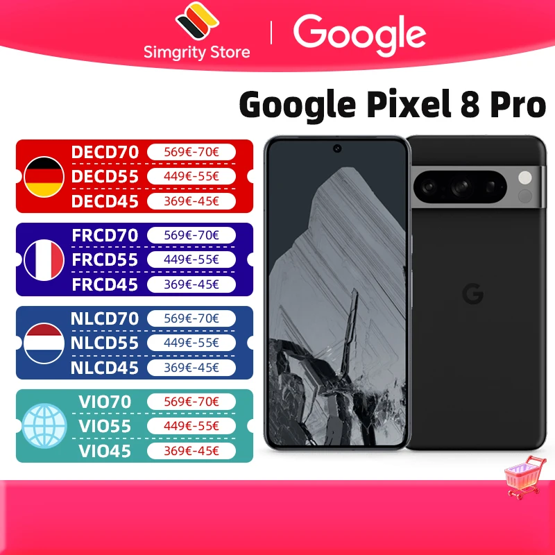 Version mondiale Google Pixel 8 Pro 5G Google Tensor G3 Ecran OLED 6,7 pouces 120HZ LTPO Appareil photo principal 50MP Batterie 5050mAh IP68 Version mondiale Google Pixel 8 Pro 5G Google Tensor G3 Ecran OLED 6,7 pouces 120HZ LTPO Appareil photo principal 50MP Batterie 5050mAh IP68