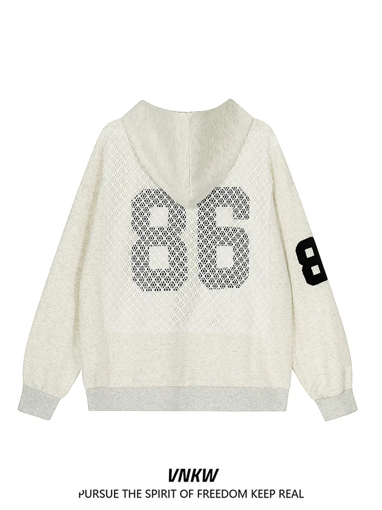 

American Retro Hooded Open Cardigan Long Sve Sweatirt Casual Laid-ba Sle Outerwear for Men And Women