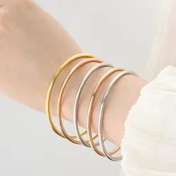 Luxury Women Stainless Steel Bracelet Simple Round 316L High Quality Golden Bangle Female Anti-Allergy Charm Jewelry Gift