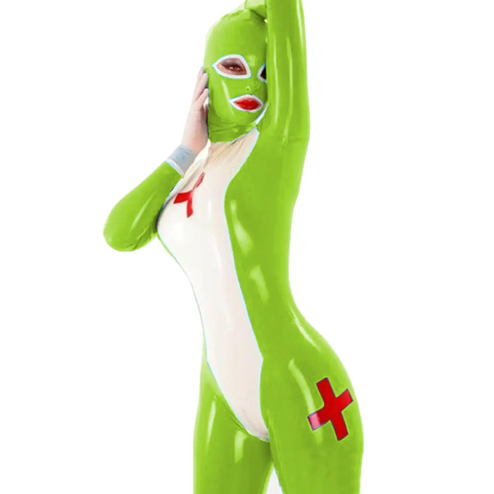 Gummi 100% Latex Rubber Latexstrumpfhosen Sportanzug Uniform suit Nurse S-XXL