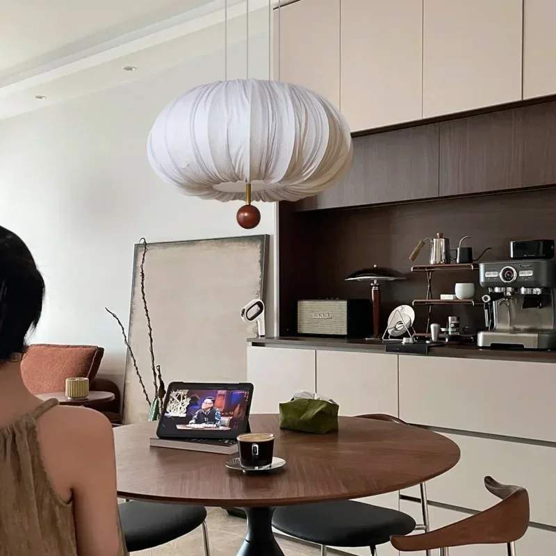 Modern Fabric Art LED Pendant Lights for Dining Room Kitchen Food Tables Bedroom Chandelier Home
