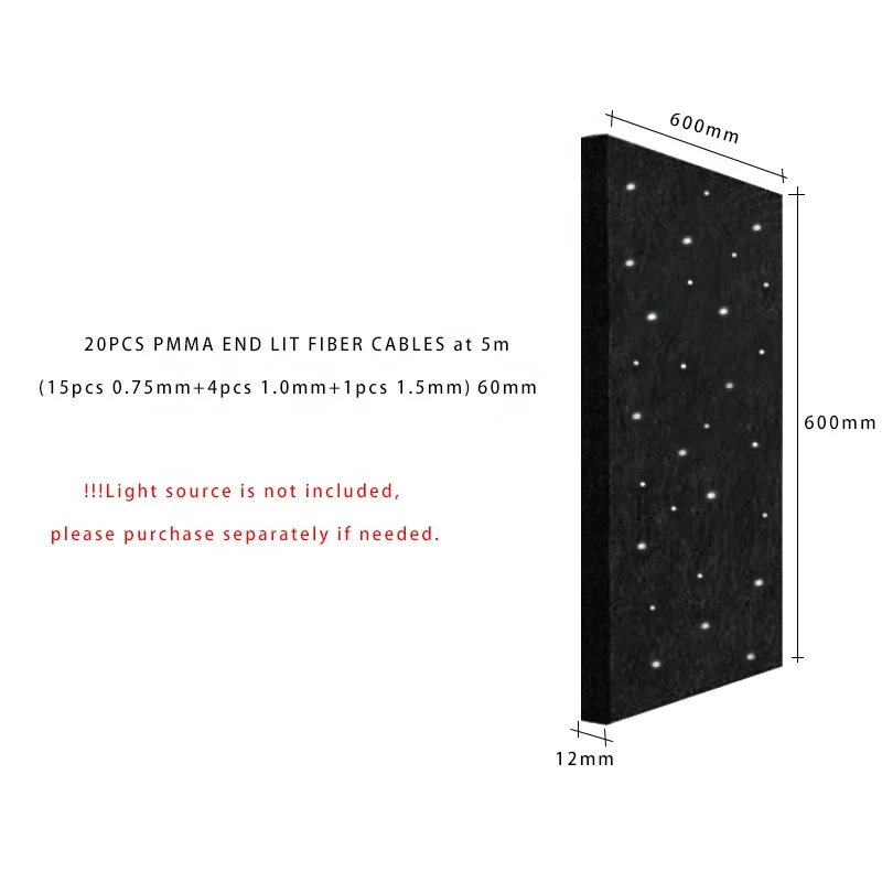 Household ceiling LED fiber optic panel light PMMA material IP33 protection level 3 years warranty, dimmable, remote
