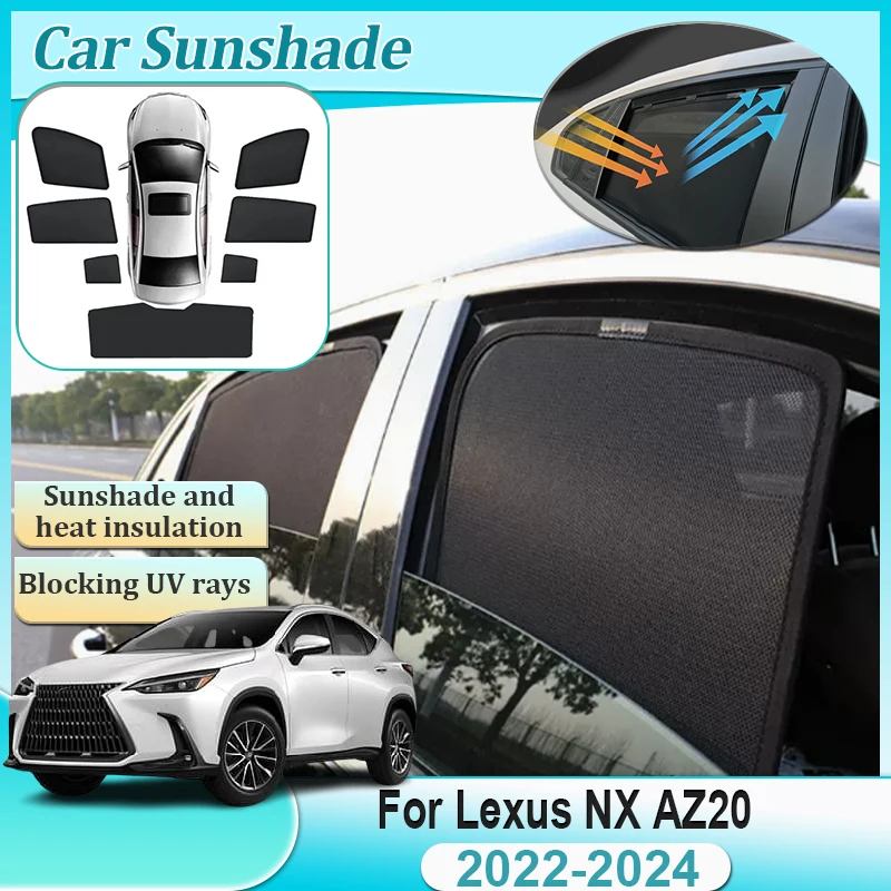 

Автомобильные сетчатые солнцезащитные козырьки для Lexus NX AZ20 NX350H 2022 2023 2024, солнцезащитные козырьки на боковое окно, инструменты, козырек, автоаксессуары