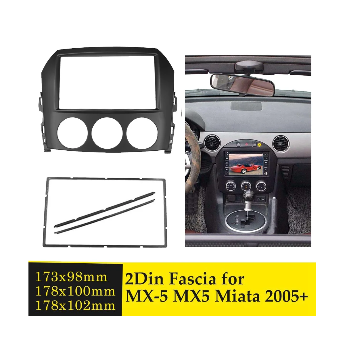 2Din Car Stereo Radio Fascia for Mazda MX-5 MX5 Miata 2005+ Dashboard Video DVD Player Panel Frame Mounting Trim