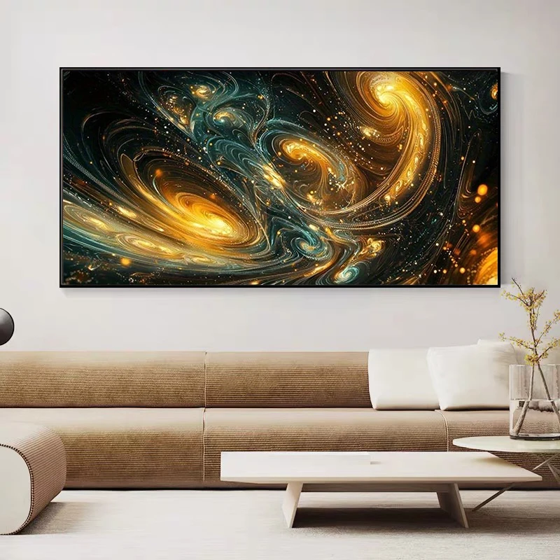 Large-sized frameless canvas paintings,Modern Abstract Galaxy Poster and Prints Vibrant Cosmic Nebula Canvas Painting Wall Art P