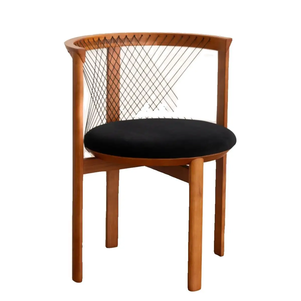 

Medieval dining chair, Nordic solid wood soft bag chair, light luxury retro armchair