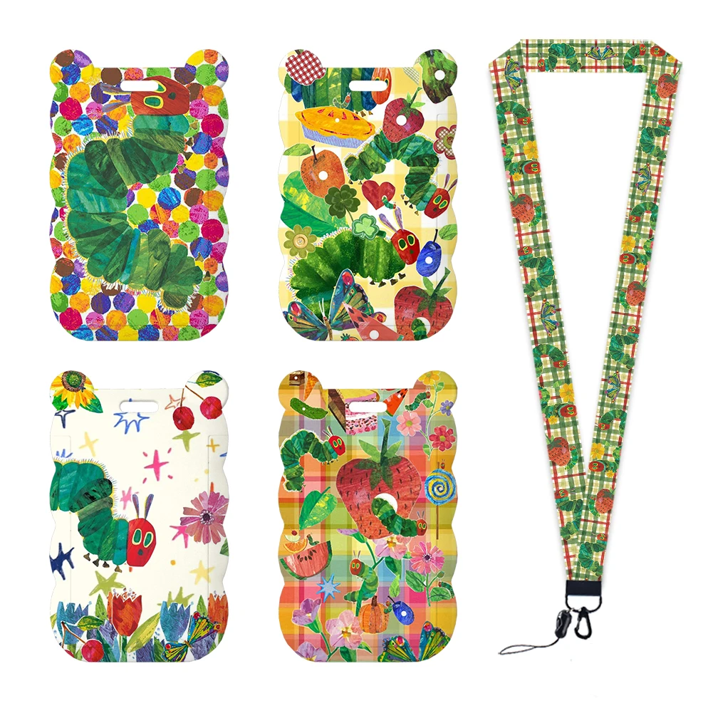 Cute Butterfly Caterpillar Designs Lanyards ID Badge Holder Strap Work Card Bus Access Card Holder Keychains Accessories