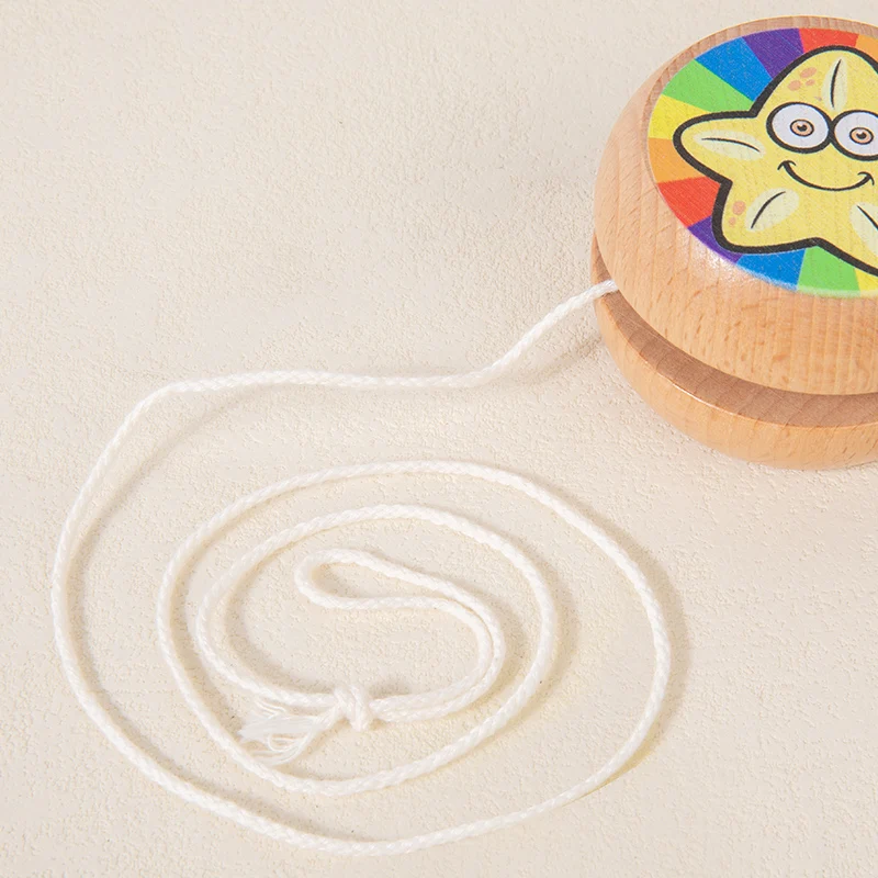 لعبة تعليمية للأولاد والبنات على شكل حيوانات كرتونية يويو خشبية متعددة للأطفال