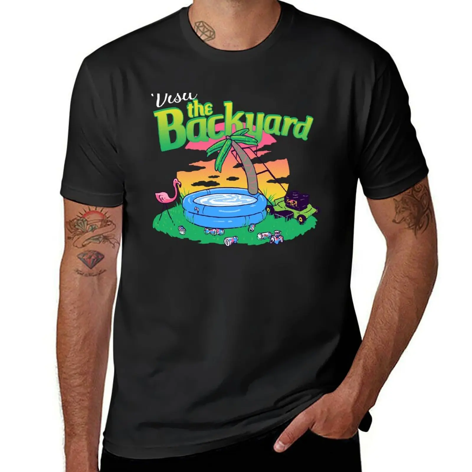 

Backyard Vacation T-Shirt customs boys animal print heavyweight t shirts for men