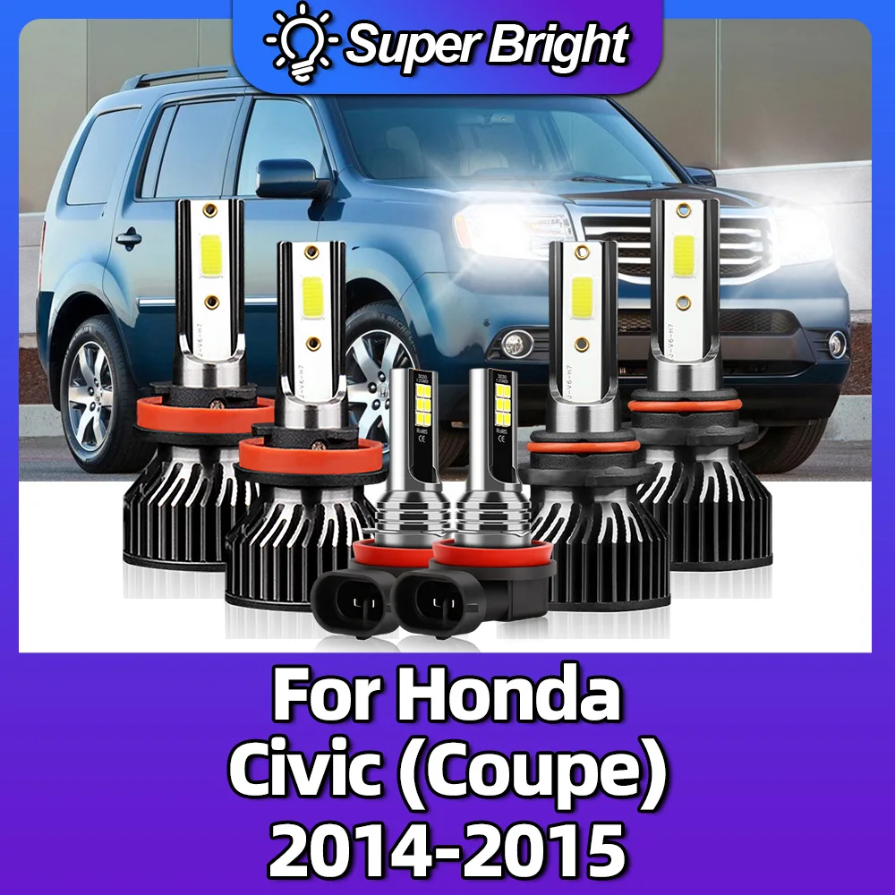 

Car 6000K High Low Beam LED Light Bulb White Lamps 12V 10000LM 12V Super Bright Replacement For Honda Civic (Coupe) 2014 2015