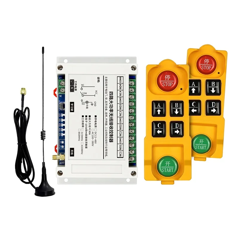 2024 New High-power DC 12V 24V 36V 48V 4CH 10A RF Wireless Remote Control Switch System Waterproof and Drop-Proof Transmitter