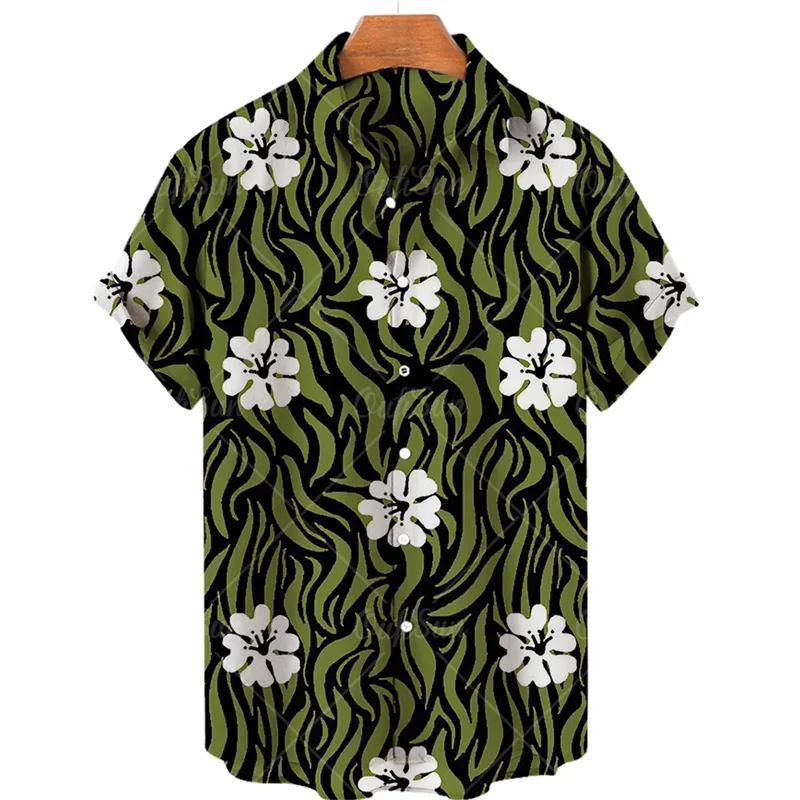 

Buttoned Shirts For Men Flower 3D Printing Hawaiian Shirt Casual Fashion Street Short Sleeves Tops Dazn Beach Vacation Party 5XL