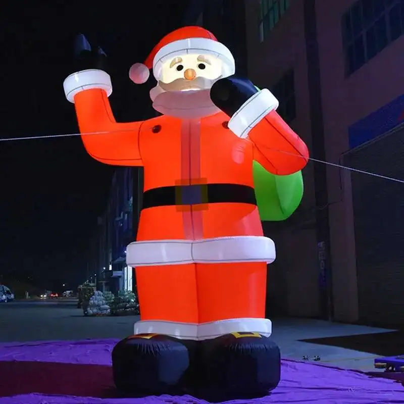 Giant LED Light Iatable Outdoor Christmas Decoration Large Blow Up Santa Claus With Blower For Xmas Yard Holiday