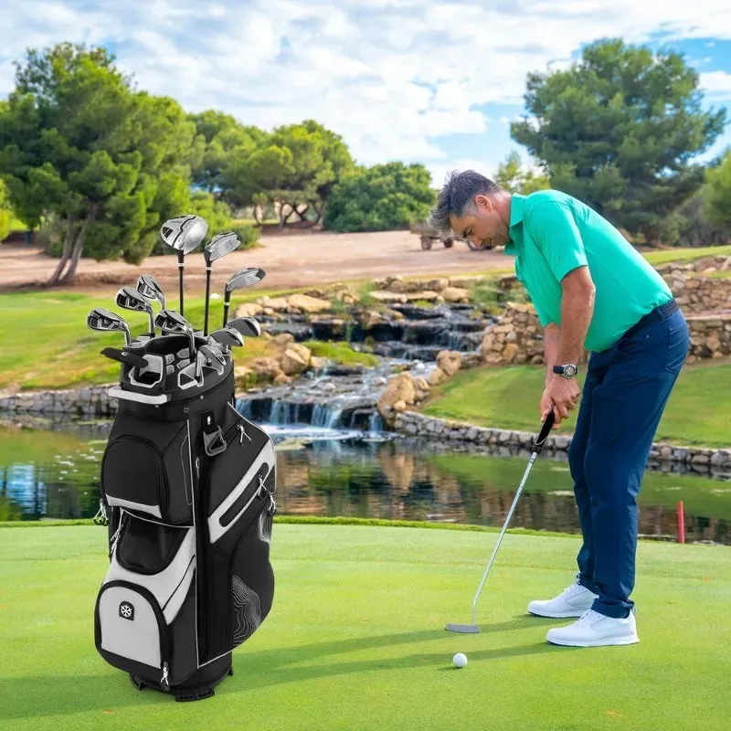 Golf Cart Bag Molded Lock Top Golf Bag with 14-Way Full Length Dividers-Grey