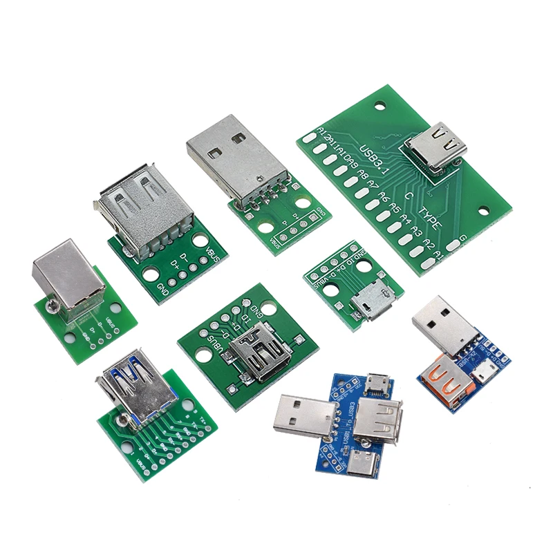 USB Male Connector / MINI MICRO USB to DIP Adapter female connector 2.54 Connector B Type-C USB2.0 3.0 Female PCB Converter