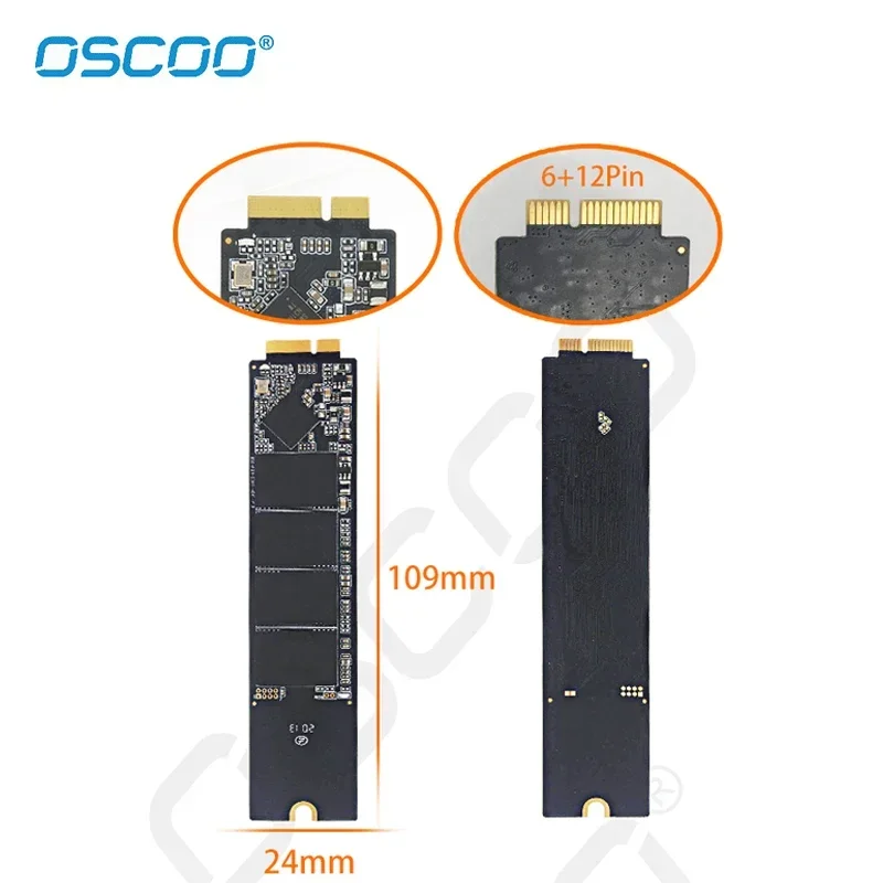 OSCOO-disco duro SATA 3 SSD para MacBook Air 2010, 2011, A1369, A1370, 6 + 12 Pines, M2, 256GB, 512GB, 1TB