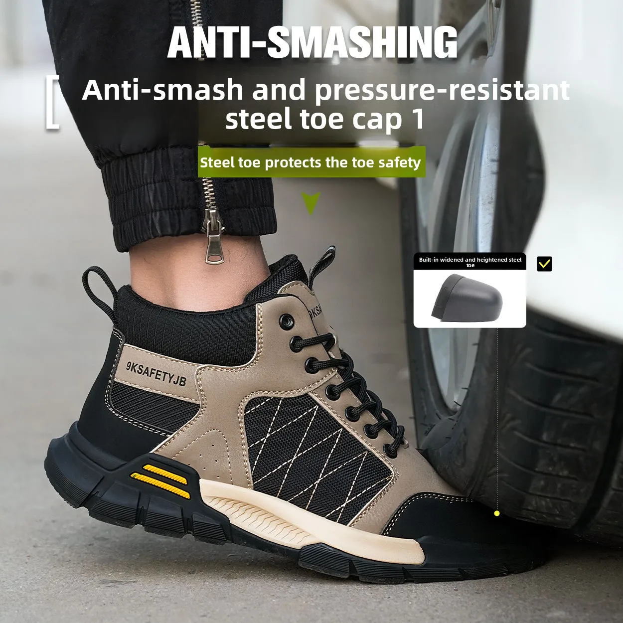 작업용 안전화 남성용 절연 강철 발가락 보호 부드러운 밑창 안전 통기성 운동화 펑크 방지 내마모성 경량
