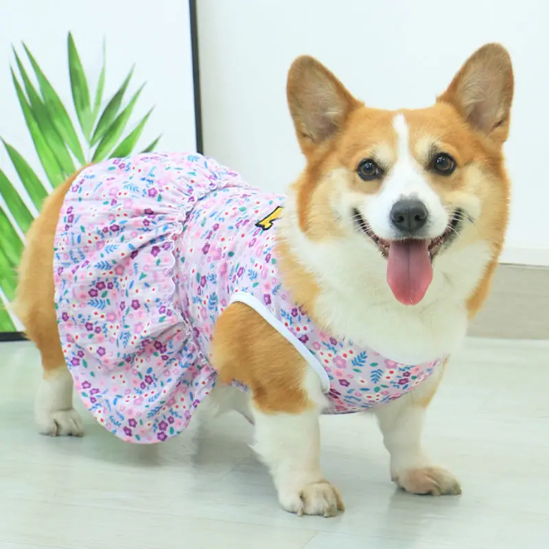 Floral Clothes For Large Small Dogs Summer Spring Puppy 2020 New Dress Size XS To 4XL French Bulldog Corgi Pet Cat Fashion Skirt