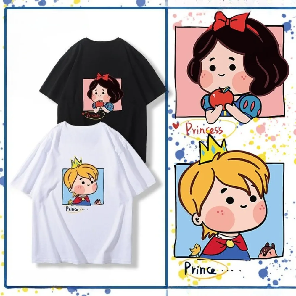 

Disney Summer Snow White Prince Collaboration Периферийные устройства Q-версии с принтом и короткими рукавами для мужчин и женщин Топ для родителей и детей