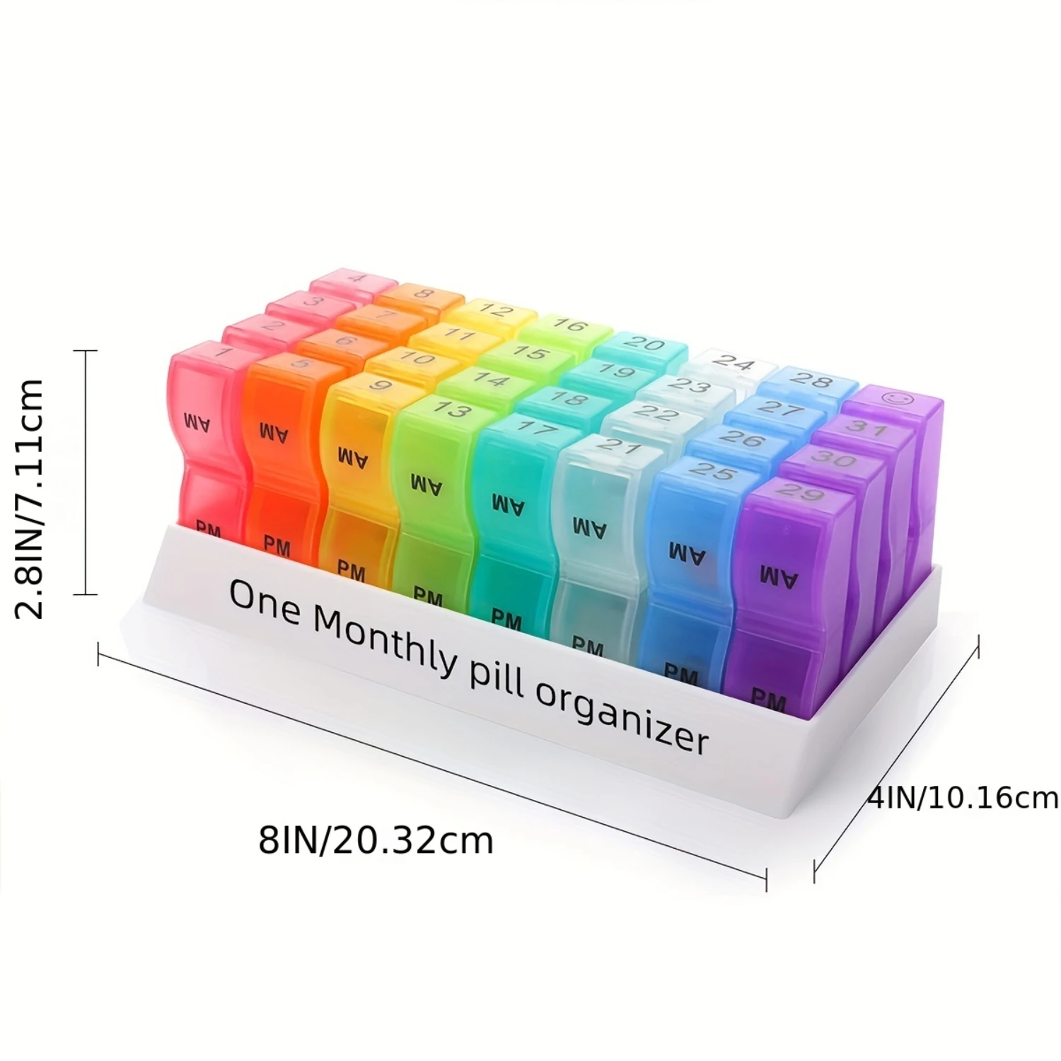 30-Day Multicolor Pill Organizer  Secure Medication Management for Easy Travel