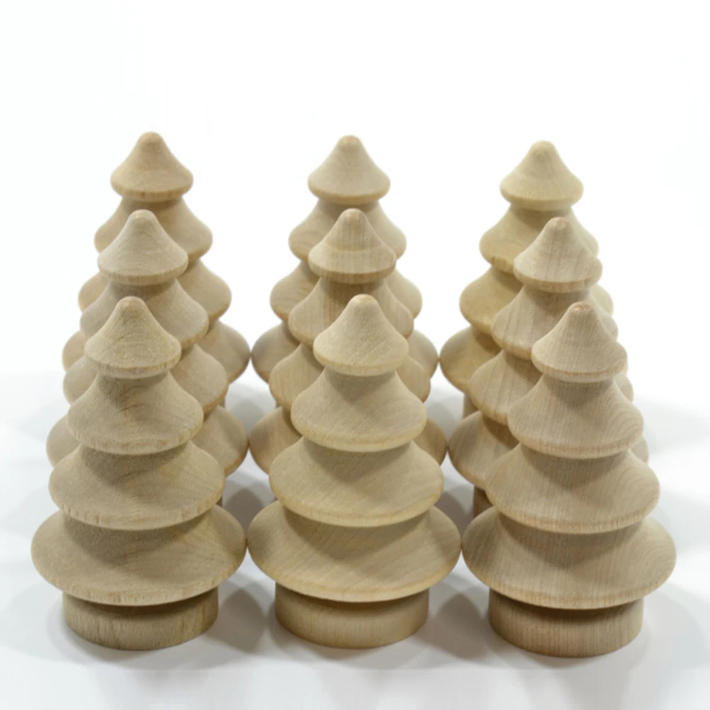 

20pcs Natural Wood Christmas Tree Craft Diy Unfinished Wooden Decoration Kids Graffiti Drawing Creative Table Decor Gift For