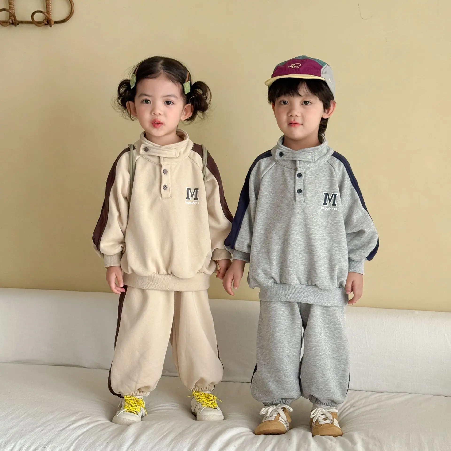 2026 Autumn New Children Long Sleeve Clothes Set Boys Girls Casual Letter Sweatshirt + Sweat Pants 2pcs Suit Kids Sports Outfits