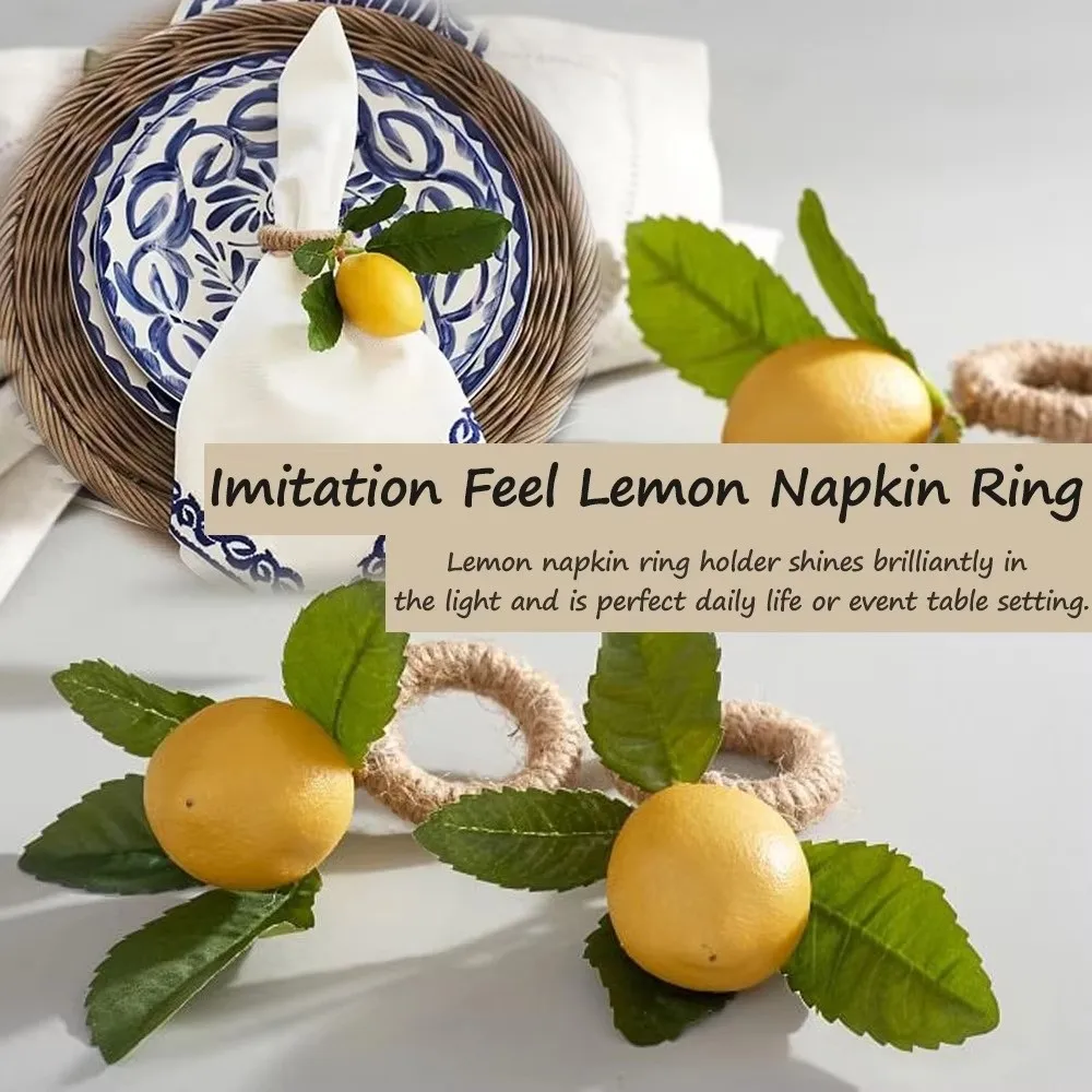 1/6/12PCS Simulation Lemon Plant Napkin Ring Party Supplies for Wedding Birthday Party Fruit Meal Buckle Napkin Holder
